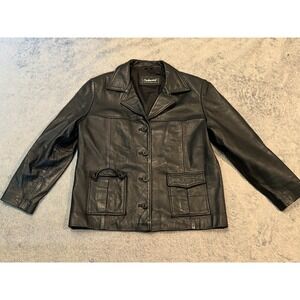Oakwood Classic Size XL Black Genuine Leather Biker Bomber Jacket Pockets